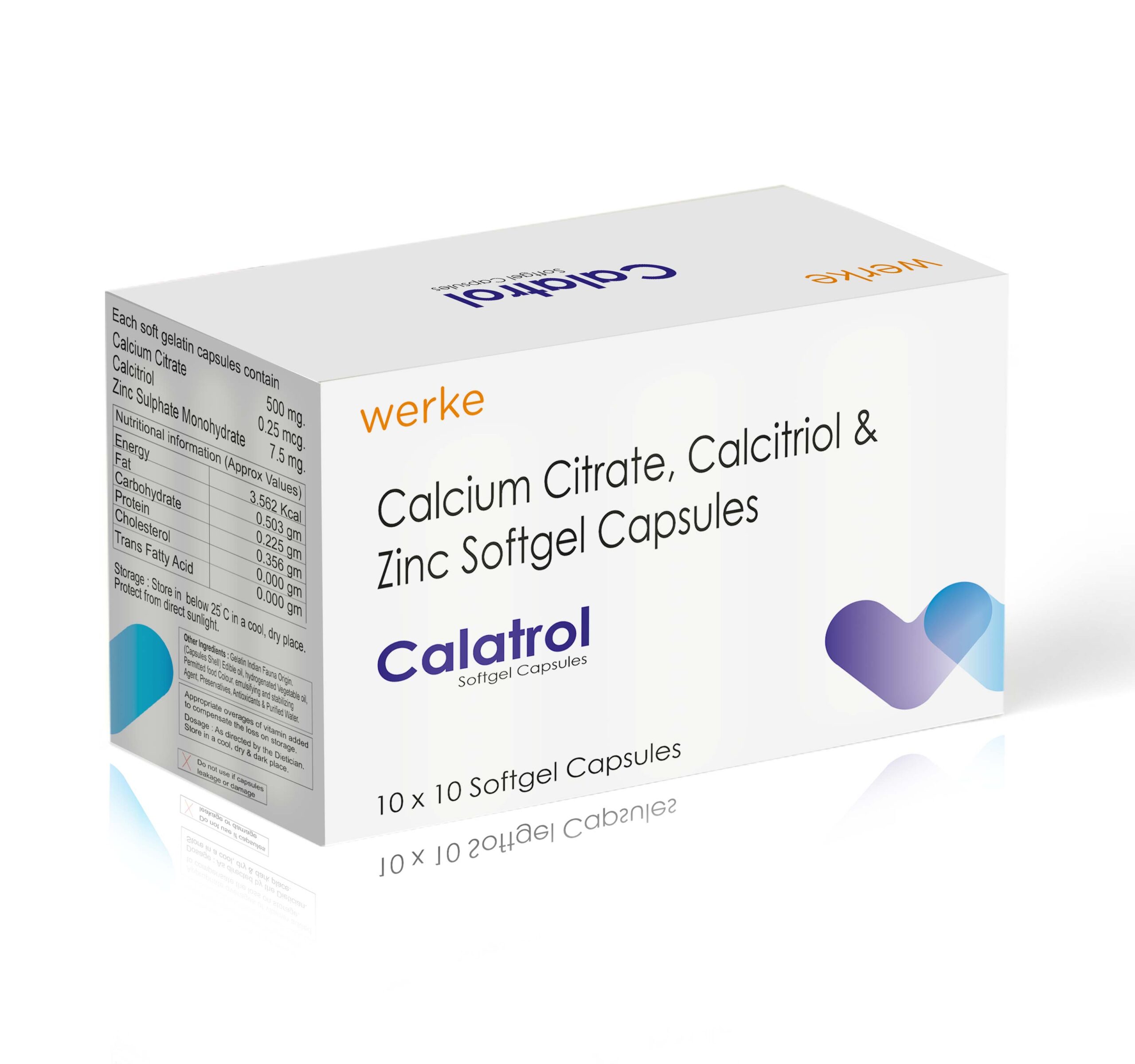 Calcitriol, Calcium & Citrate Malate Zinc Soft Gelatin Capsules - CALATROL Soft Gelatin Capsules - Werke Health Care
