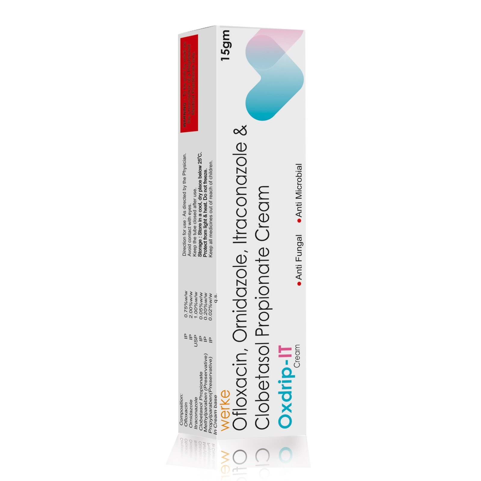 Ofloxacin, Ornidazole, Itraconazole & Clobetasol Propionate Cream - OXDRIP IT Cream - Werke Health