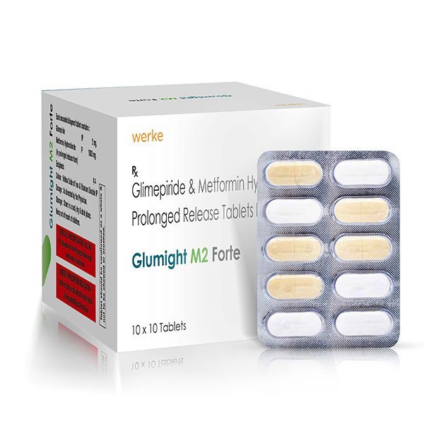 GLUMIGHT M2 FORTE - Glimipride 2 mg + Metformin 1000 mg by Werke Health Used for the Treatment of Type 2 Diabetes