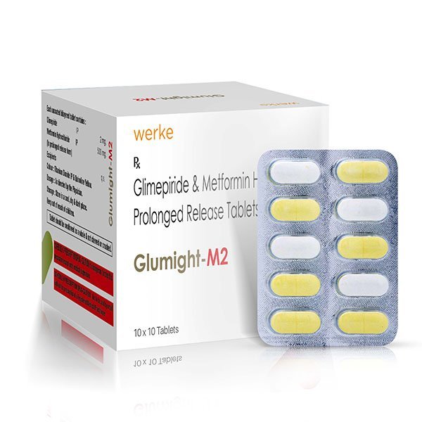 GLUMIGHT M2 - Glimepiride 2 mg + Metformin 500 mg by Werke Health Used for the Treatment of Type 2 Diabetes