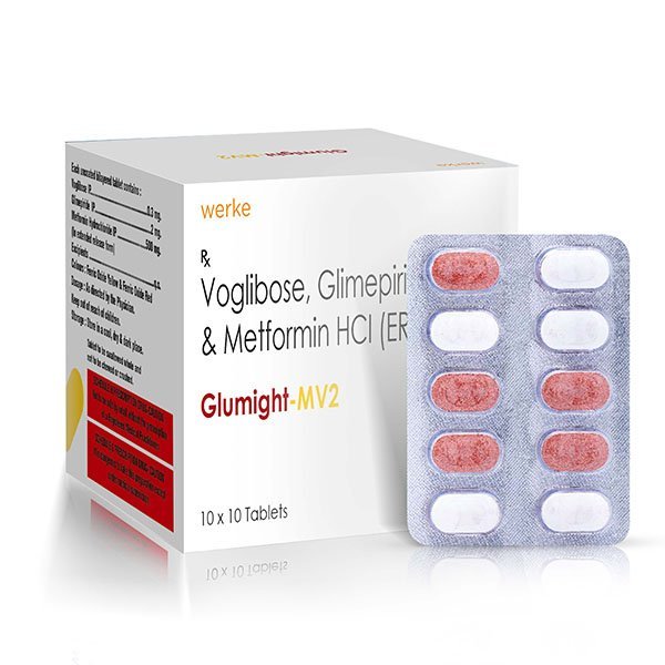 Glumight-MV2 - Glimipride 2 mg + Voglibose 0.3 mg + Metformin SR 500 mg Used for the Treatment of Type 2 Diabetes
