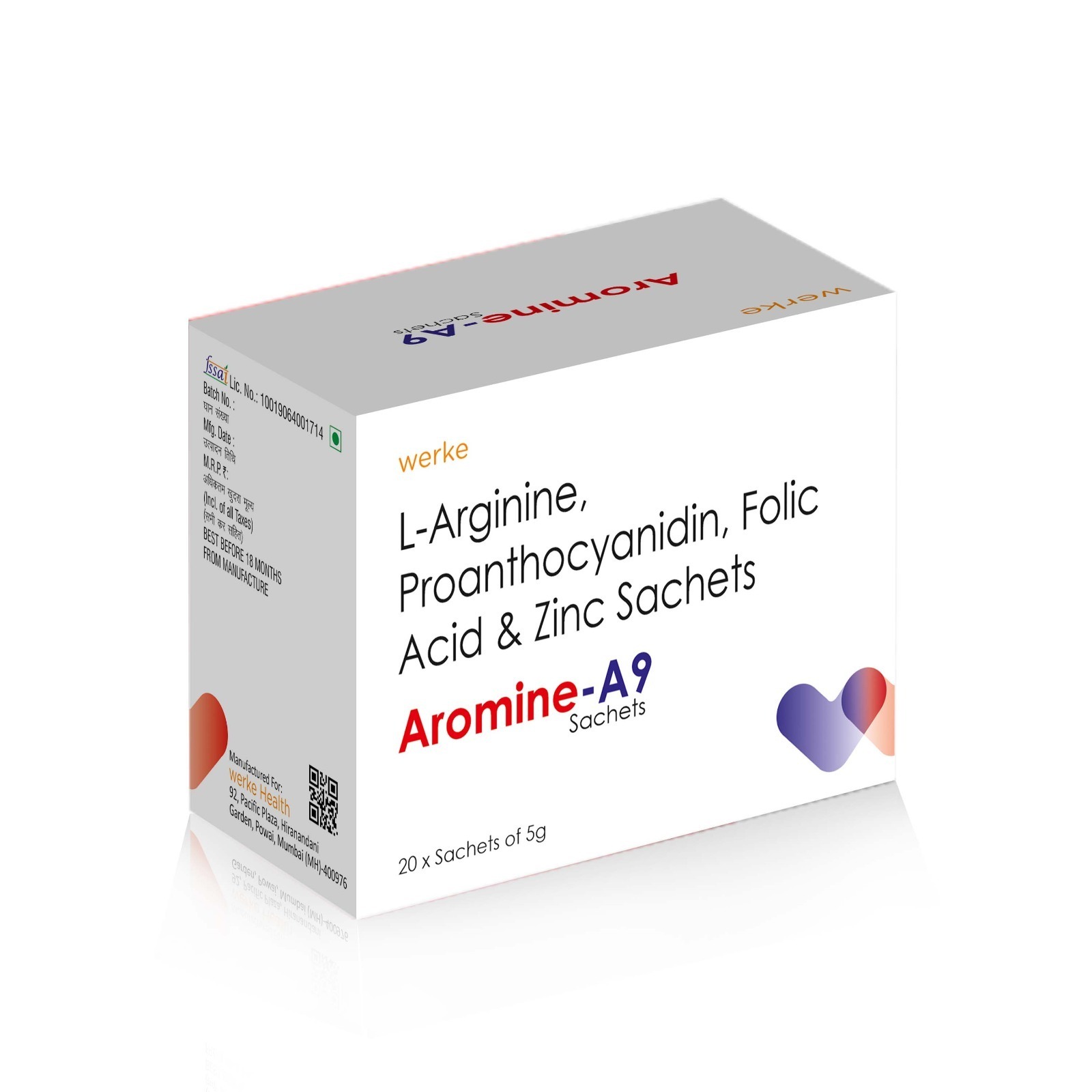 L-Arginine & Proanthocyanidine Acid & Zinc Sachet - AROMINE A9 Sachet - Werke Health Care