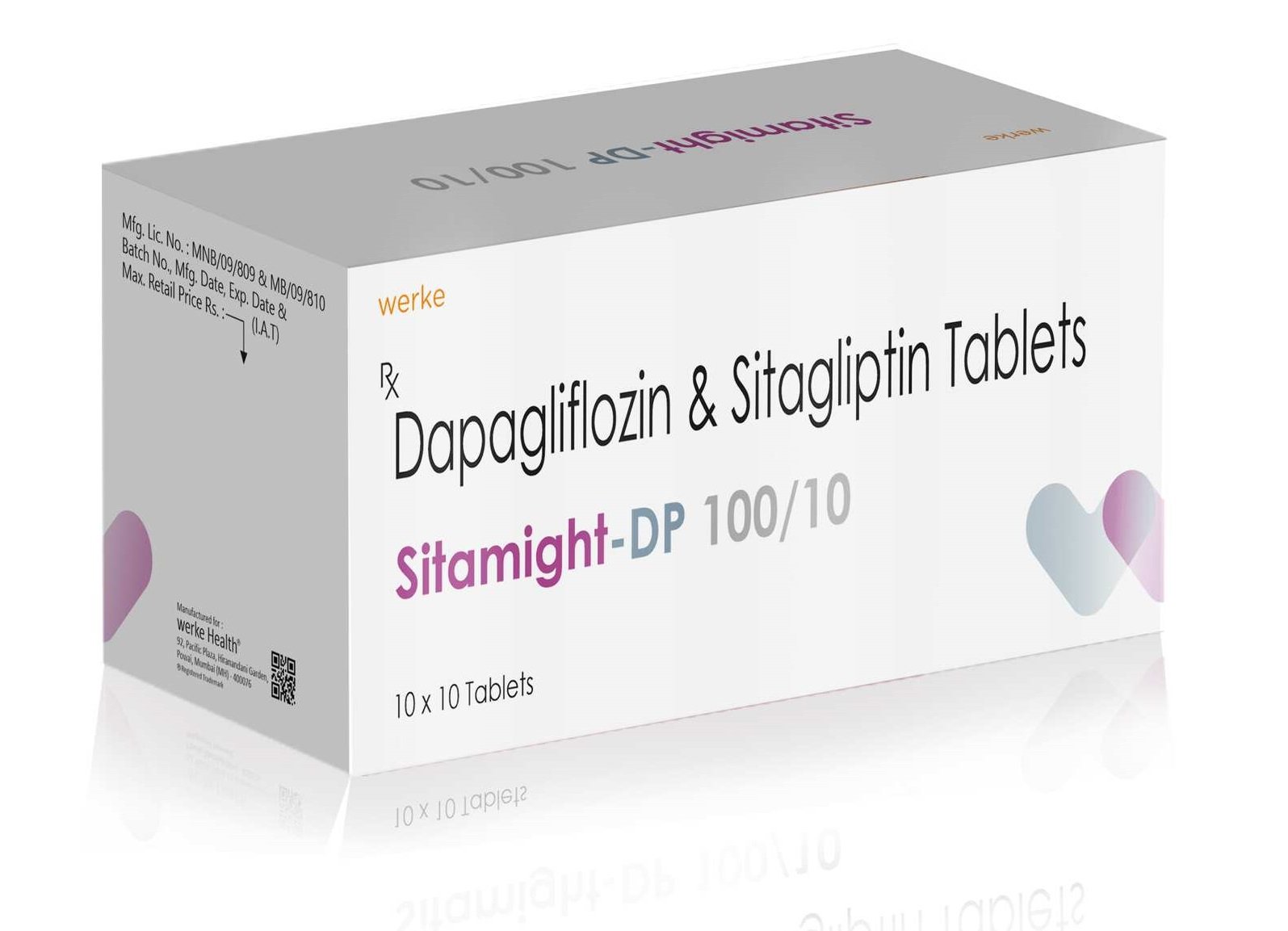 SITAMIGHT DP 100/10 - Dapagliflozin10 mg + Sitagliptin100 mg by Werke Health used for used for the treatment of type 2 diabetes mellitus.