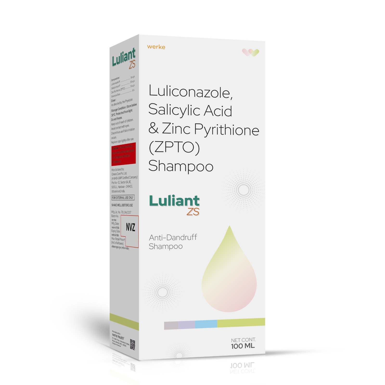 Luliconazole, Salicylic Acid & Zinc Pyrithione Shampoo - LULIANT ZS Shampoo - Werke Health Care